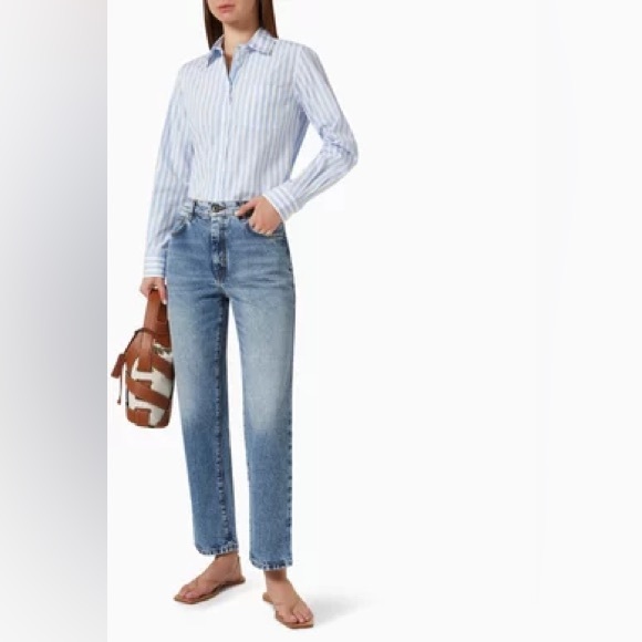 Weekend Max Mara Armilla Striped Shirt in Cotton Poplin Size 2 - Picture 1 of 15